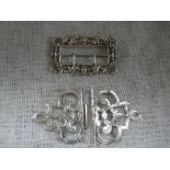 EDWARDIAN SILVER BELT BUCKLE, Birmingham, 1910, with pierced stylised decoration, and one other