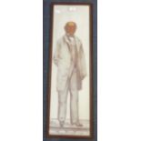 A VICTORIAN PAINTING ON GLASS OF A GENTLEMAN in a later frame, 81cm high