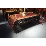 A CHINESE HARDWOOD OPIUM TABLE, 102cm wide