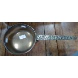 AN 18TH CENTURY BRONZE SKILLET, the handle cast 'Wasbrough 2'