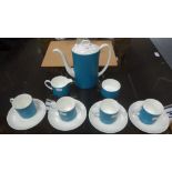 A SUSIE COOPER 'KING FISHER' PART COFFEE SERVICE (a set for four)