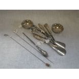 A COLLECTION OF MIXED SILVER, mixed dates and makers, including a pair of silver novelty hat pins