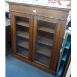 A VICTORIAN GLAZED OAK BOOKCASE, 92cm wide