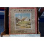 A SET OF VINTAGE LOTT'S BRICKS (boxed) two similar sets and a collection of wooden magnetic figure