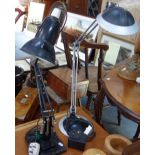 HERBERT TERRY & SONS LTD: A black painted vintage angle poise lamp and another lamp
