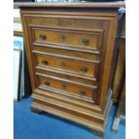 A CONTINENTAL WALNUT CHEST OF THREE DRAWERS, 63cm wide