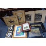 A COLLECTION OF PICTURES AND PRINTS, including period school photographs