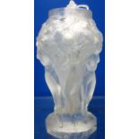 DELNA; A CZECH FROSTED GLASS VASE decorated with nudes, 12.5cm high