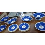 AN EARLY 20TH CENTURY SPODE COPELAND CHINA DESSERT SERVICE with stippled blue borders and gilt