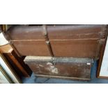 A VICTORIAN MAHOGANY SILVER BOX and two similar trunks (3)