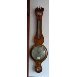 A 19TH CENTURY EBONY STRUNG MAHOGANY CASED WHEEL BAROMETER inscribed 'Snelling, Alton'