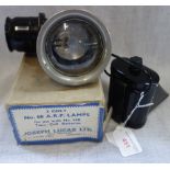 A JOSEPH LUCAS LTD No 68 A.R.P. LAMP (in original box) and a carbide bicycle lamp