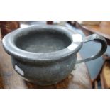 AN 18TH CENTURY PEWTER CHAMBER POT