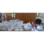 A COLLECTION OF GLASSWARE including two Webb dishes