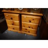 A PAIR OF PINE BEDSIDE CHESTS, each, 40.5cm wide