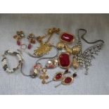 A COLLECTION OF COSTUME JEWELLERY, to include a pair of Givenchy Paris ear clips