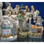 A COLLECTION OF STAFFORDSHIRE FLAT BACK FIGURES OF COURTING COUPLES (7)