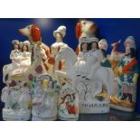 A COLLECTION OF STAFFORDSHIRE FLAT BACK FIGURES to include 'Going to market'