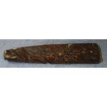 A DAYAK CARVED DEER ANTLER SWORD PANEL (BORNEO) 14cm long