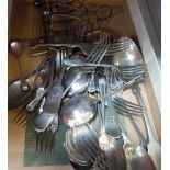 A QUANTITY OF SILVER PLATED CUTLERY and a toast rack