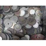 A TIN OF BRITISH AND FOREIGN COINS, 19TH CENTURY AND LATER