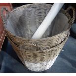 A PAIR OF LOG BASKETS and a collection of reproduction film posters