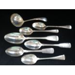 A COLLECTION OF MIXED FIDDLE AND HANOVERIAN FLATWARE, mixed dates and makers (c.5.4oz)