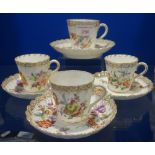 A COLLECTION OF DRESDEN CABINET CUPS AND SAUCERS (4)