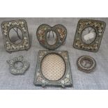 A COLLECTION OF ITALIAN MICRO-MOSAIC PHOTOGRAPH FRAMES, including a heart-shaped example