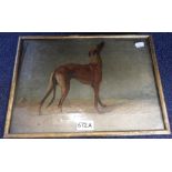 A 19TH CENTURY NAIVE PAINTING OF A WHIPPET, bears signature 'W SHAYER', oil on canvas