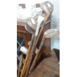 A COLLECTION OF VINTAGE HICKORY SHAFTED GOLF CLUBS