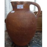 A LARGE WEST COUNTRY POTTERY JUG, 33cm high