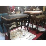 A GEORGE II STYLE STOOL with cabriole legs and two others, similar