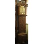 AN OAK CASED EIGHT-DAY GEORGE III LONGCASE CLOCK, with 30cm brass arched dial, engraved with