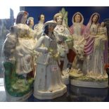 A COLLECTION OF STAFFORDSHIRE FLAT BACK FIGURES to include, 'The Queen and King of Sardinia' (6)