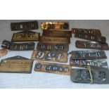 A COLLECTION OF COPPER LETTER STENCILS, AND WINE BIN LABELS