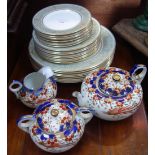 A QUANTITY OF ROYAL DOULTON ENGLISH RENAISSANCE DINNER WARE and an Edwardian teapot with sugar and
