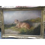 COLIN GREENE (19TH/20TH CENTURY) "Nellie", a recumbent hound in a landscape, signed lower left,