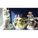 A MEISSEN STYLE GROUP, a Doulton figure 'Lynn' HN2329, an Edwardian nodding figure and other items