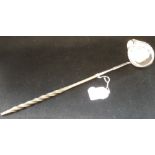 A GEORGE III SILVER TODDY LADLE, with horn twist handle, 38.5cm long