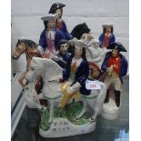 A COLLECTION OF STAFFORDSHIRE FLAT BACK FIGURES to include Dick Turpin (7)