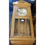 A 1920S OAK CASED WALL CLOCK, 77cm high