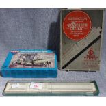 A SILVER TOPPED CANE, A SLIDE RULE AND A 'NOVO' HAWKER SEA HAWK NAVAL FIGHTER MODEL KIT