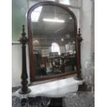 A VICTORIAN MAHOGANY DRESSING MIRROR with marble base