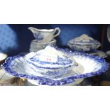 A ROYAL CROWN DERBY BLUE AND WHITE DISH and a Ridgway's child's part dinner service