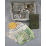 A COLLECTION OF COINS AND BANKNOTES, AND A LLOYDS BANK SAVINGS 'BOOK'