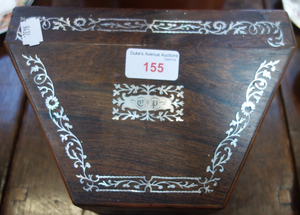 A REGENCY ROSEWOOD AND MOTHER OF PEARL INLAID STATIONARY BOX