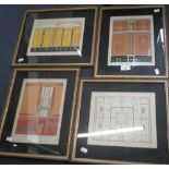 A SERIES OF 19TH CENTURY COLOURED PRINTS OF POMPEIAN DECORATIVE WALL SCHEMES