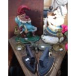 A MR PUNCH CAST IRON DOORSTOP and a Mrs Punch doorstop, brass and metalware