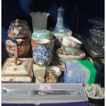 A WEDGWOOD JASPERWARE URN AND COVER and a collection of decorative ceramics